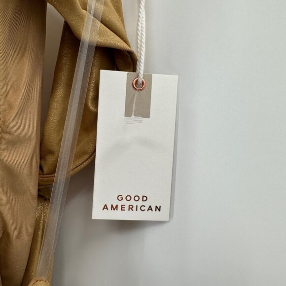 Good American Tie Front One-Piece Swimsuit in Gold size 3 L Large Square Neck - Picture 3 of 9